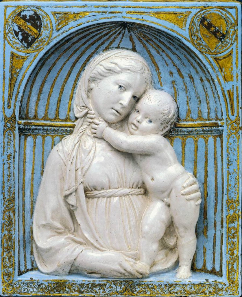 Madonna and Child 1445-50. Glazed terracotta, partially gilt, 48 x 39 cm. Metropolitan Museum of Art, New York